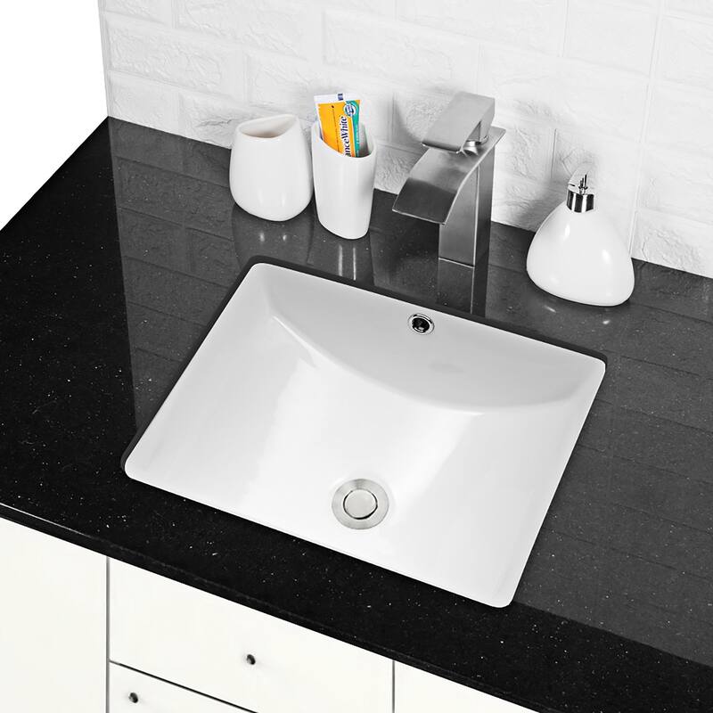 Undermount Bathroom Sink Single Bowl Ceramic Sink with Overflow