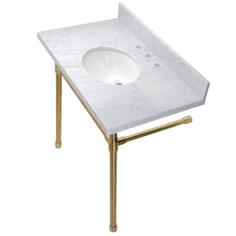 Kingston Brass Dreyfuss 36" Wide Console Sink Set - Marble White / Brushed Brass