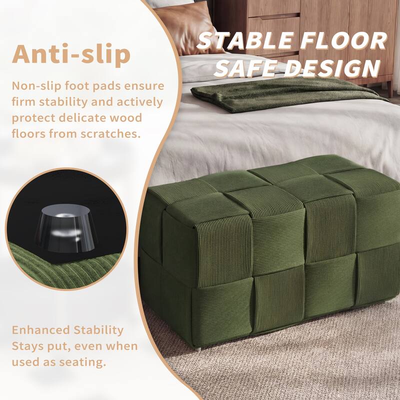 Ottoman Foot Rest Soft and Comfortable Ottoman Square Corduroy Woven Design Sofa Stool