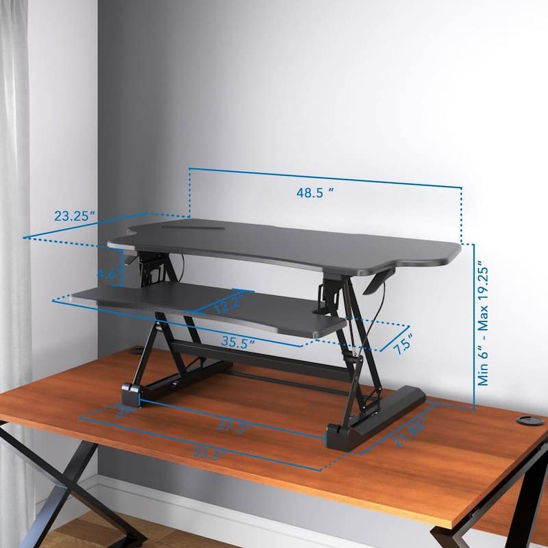 Mount-It! Height Adjustable Standing Desk Converter | Extra Wide 48 inches - Black