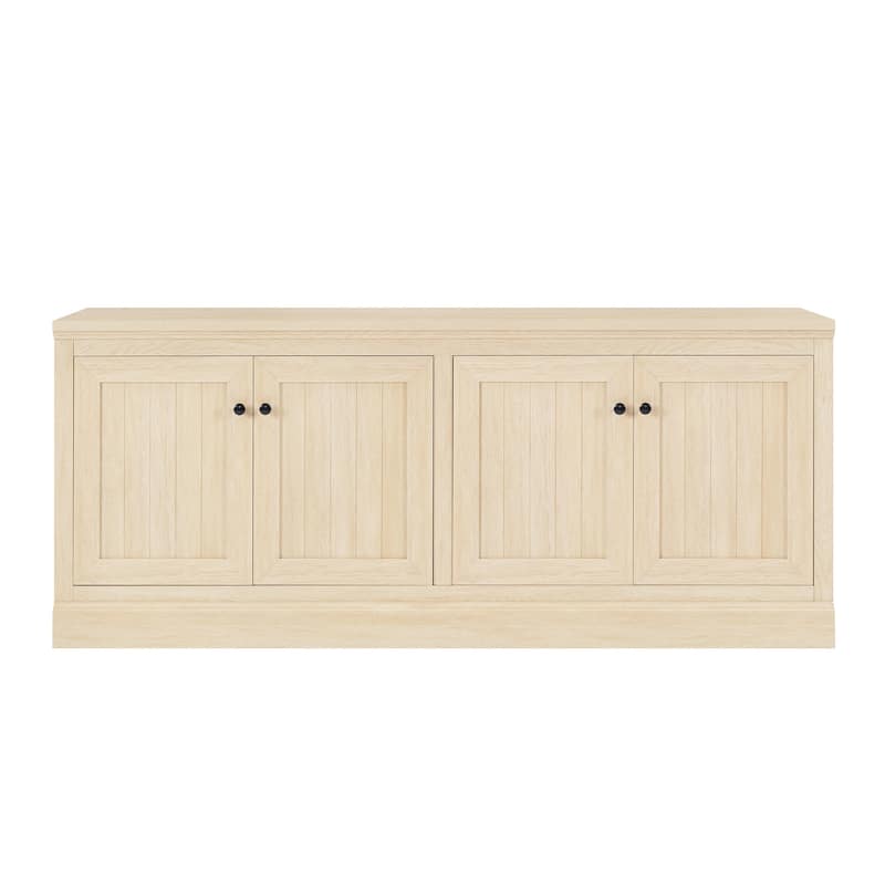 72" Sideboard Cabinet with 4 Doors, Minimalist TV Stand with 2 Compartments for Living Room, Dark Walnut