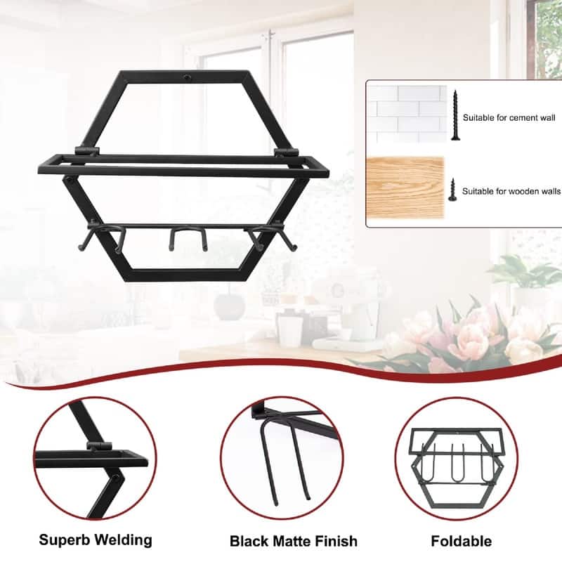 2Pcs Wall Mounted Wine Bottle Stemware Rack - 11"D x 10"W x 1.8"H