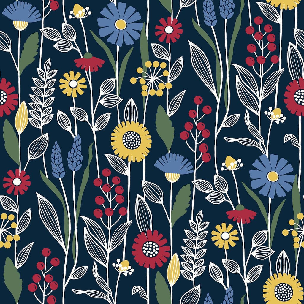 NuWallpaper Navy Jane Peel & Stick Wallpaper