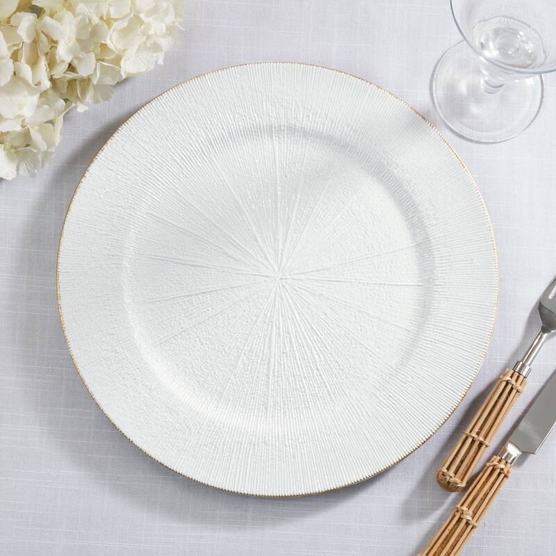 Textured Decorative Charger Plates (Set of 4) - Round Table Chargers for Dining & Entertaining, 13"