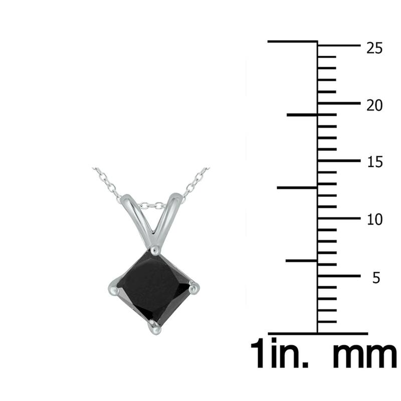 Marquee 1/2 Carat Princess Cut Black Diamond Solitaire Pendant in 14K White Gold