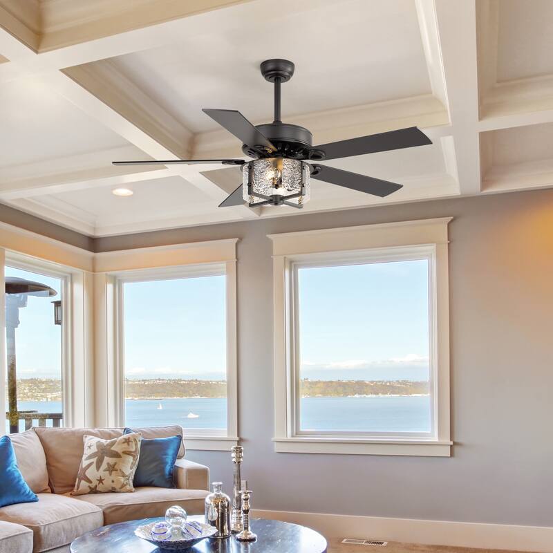 52" Reversible 5-Blade Caged Ceiling Fan with Light and Remote