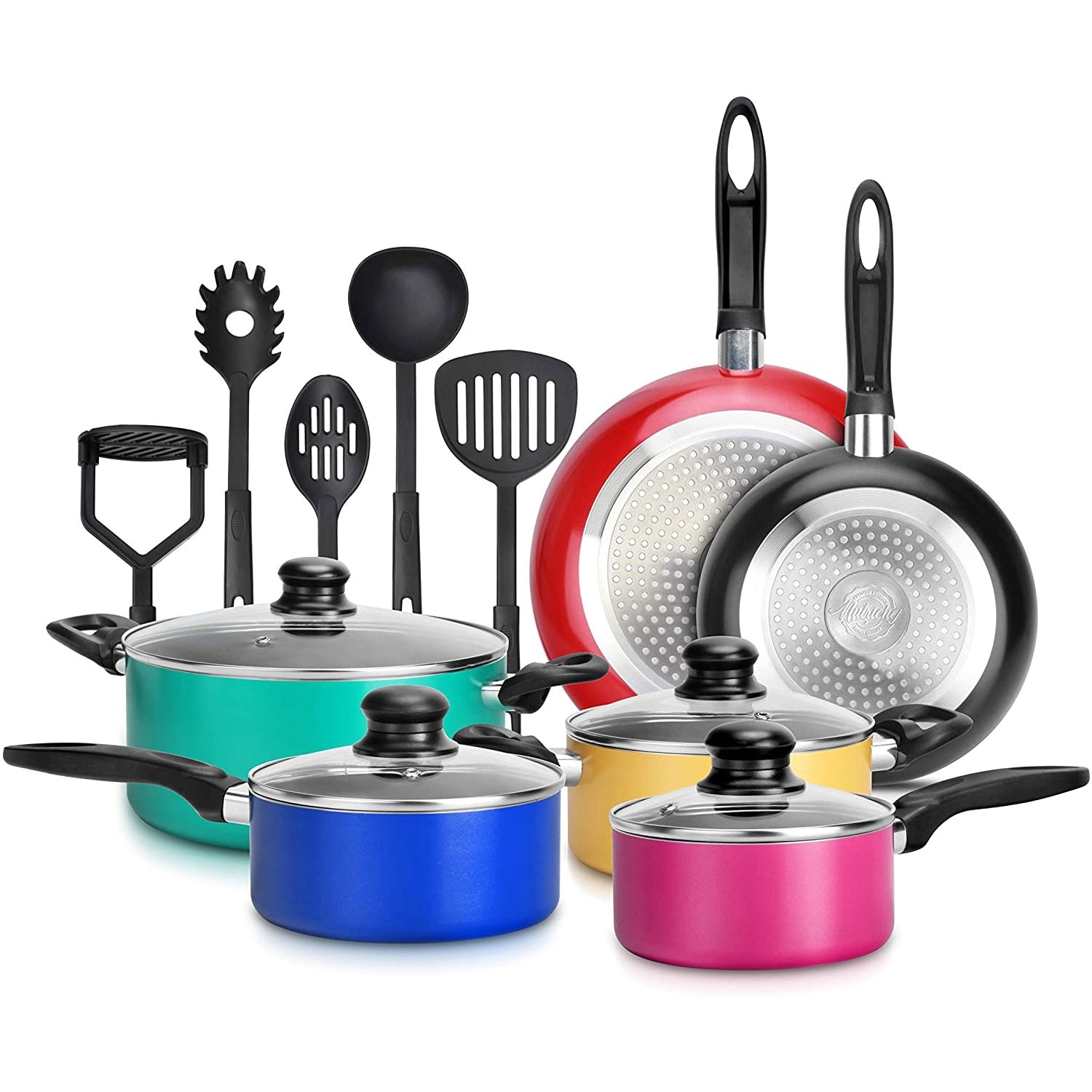 SereneLife 15 Piece Pots and Pans Home Non Stick Chef Kitchenware