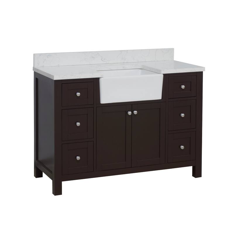 KitchenBathCollection Yorkshire 48" Farmhouse Bathroom Vanity with Engineered Marble Top