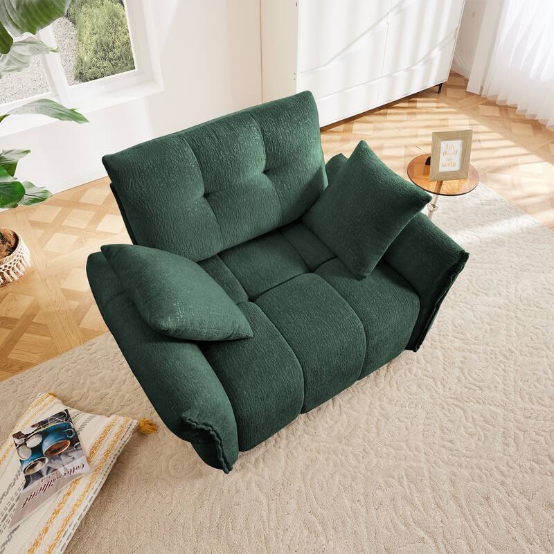 53.94″ Chenille 1-Seater Sofa with Support Cushions & Throw Pillows