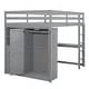 preview thumbnail 8 of 9, Full Wood Loft Bed with Built-in Wardrobe,Desk,Shelves,Drawers, Grey