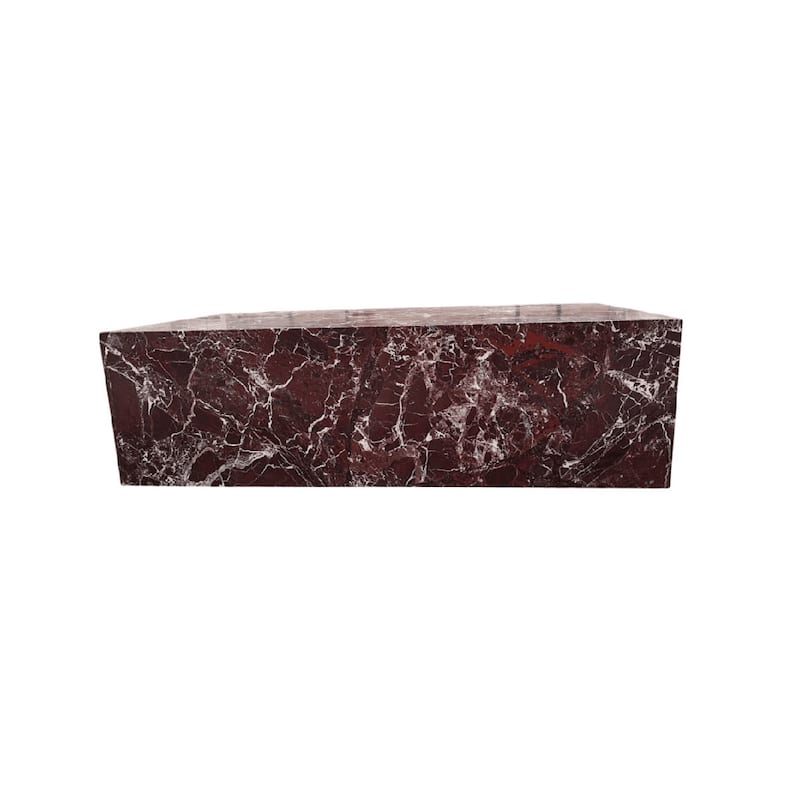 BETACH Genuine Marble Block Coffee Table - Rosso Levanto Marble