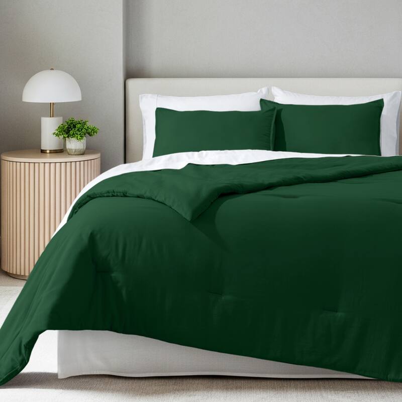 Bare Home Down Alternative Track Stitch Comforter Set - Twin - Twin XL - Forest Green