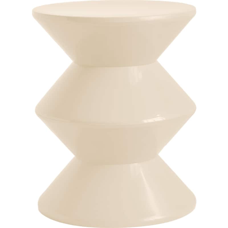 Round Side Table in ABS Plastic with Double-Hourglass Design End Table For Indoor and Outdoor - Ivory