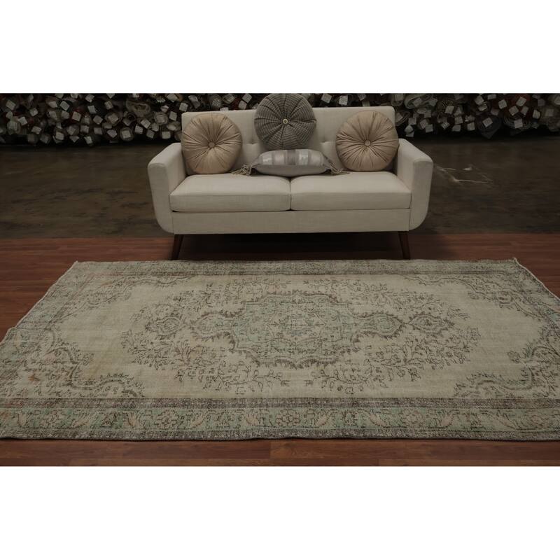 Hand Knotted Oriental 100% Wool Carpet Transitional Floral Beige & Ivories Anatolian Area Rug - 8' 10'' X 5' 6''