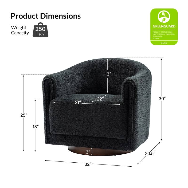 Jeffrey Transitional Comfortable Upholstered Swivel Chair by HULALA HOME