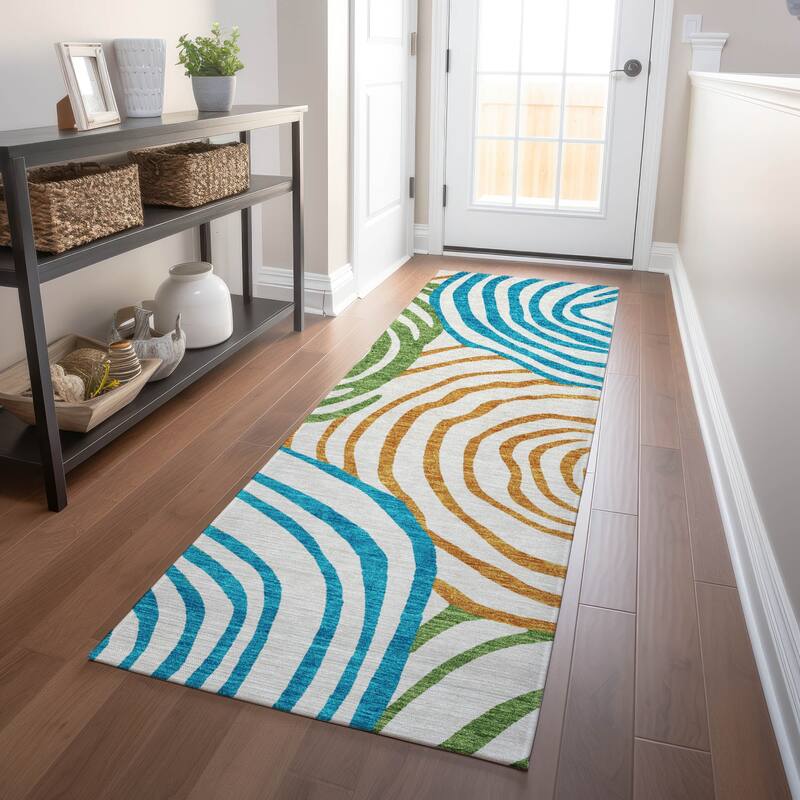Premium Washable Super Soft Modern Mesmerize Mayfield Rug - White - 2' 3" x 7' 6" - Runner