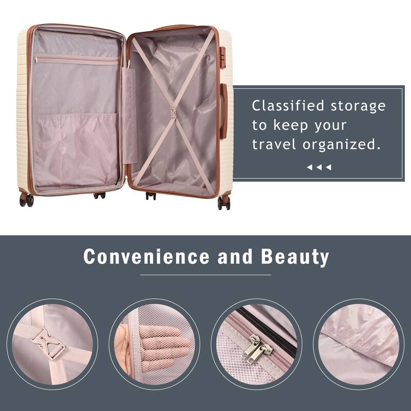 3 Piece Hardshell Luggage Spinner 8 Wheels Suitcase Sets (20"24"28")