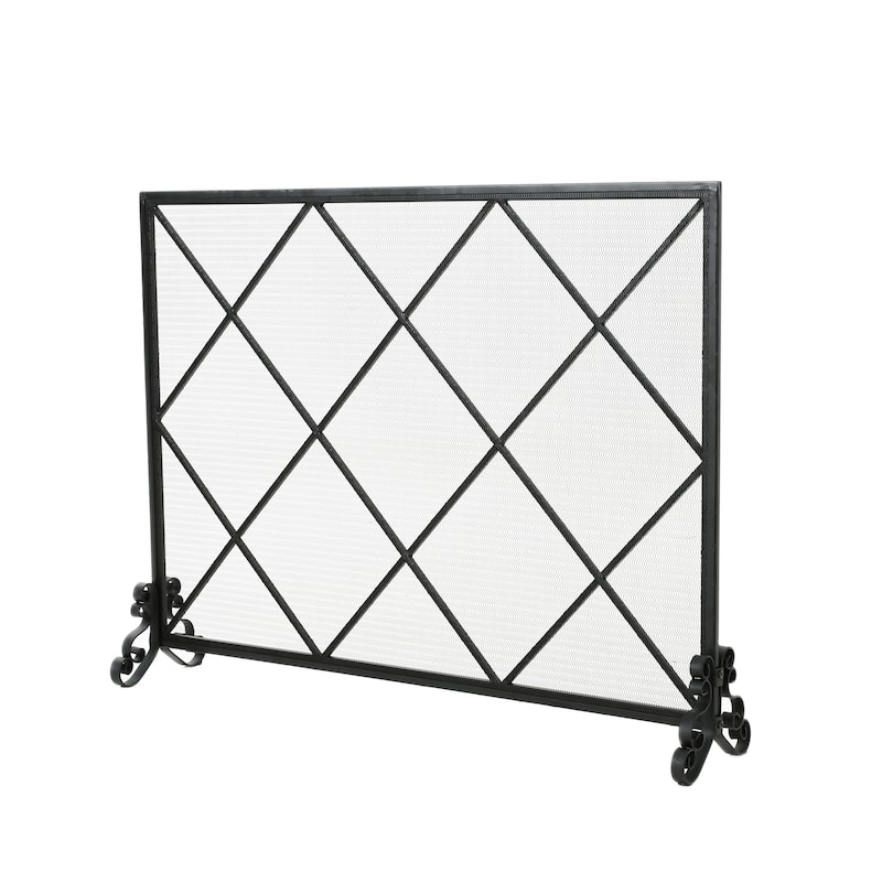 Roomfitters Modern Geometric Fireplace Screen, Single-Panel Design with Stylish Circle Patterns and Durable Mesh