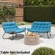 preview thumbnail 49 of 48, Double Papasan Chair Loveseat with Cushion, All-weather PE Rattan and Metal Frame for Indoor Outdoor Blue cushion, Brown rattan, Black frame - 2PC