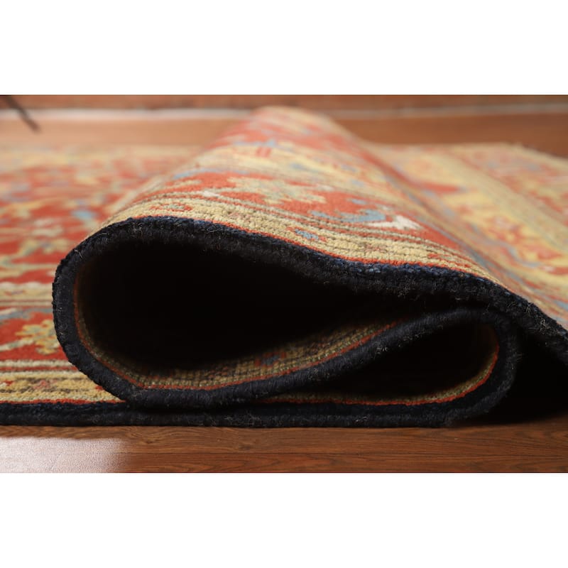 Hand Knotted Oriental 100% Wool Carpet Traditional Floral Red Heriz (serapi) Area Rug - 10' 1'' X 7' 11''