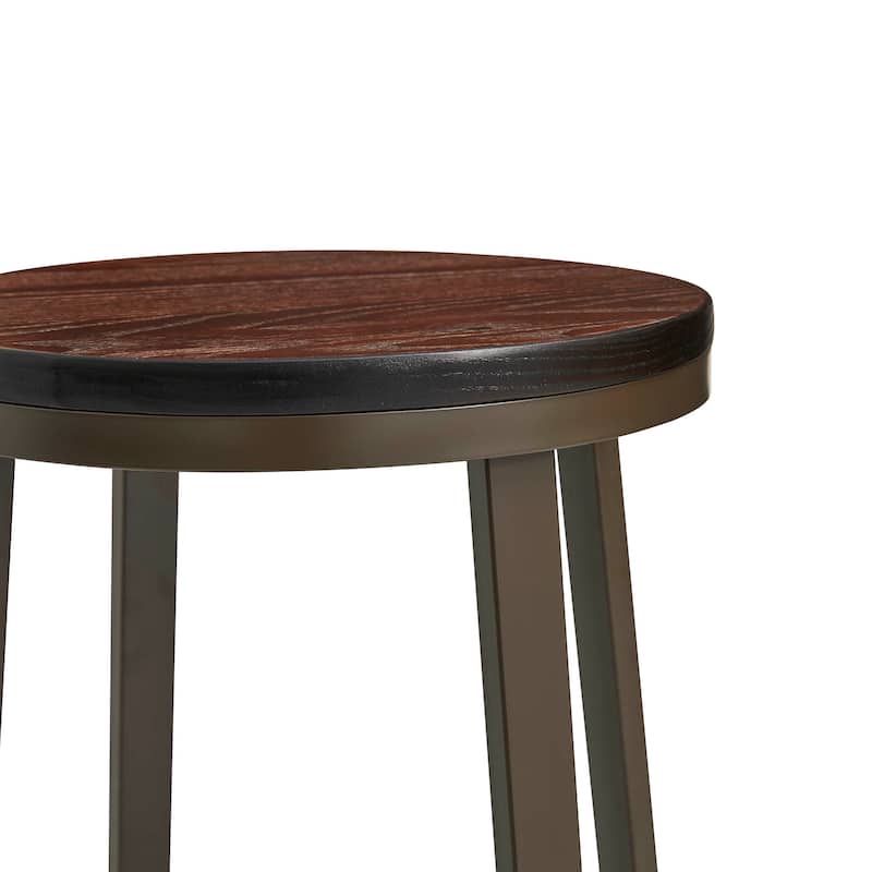 Glitzhome Farmhouse Elm Wood Top Steel Bar Stools Table Pub Set