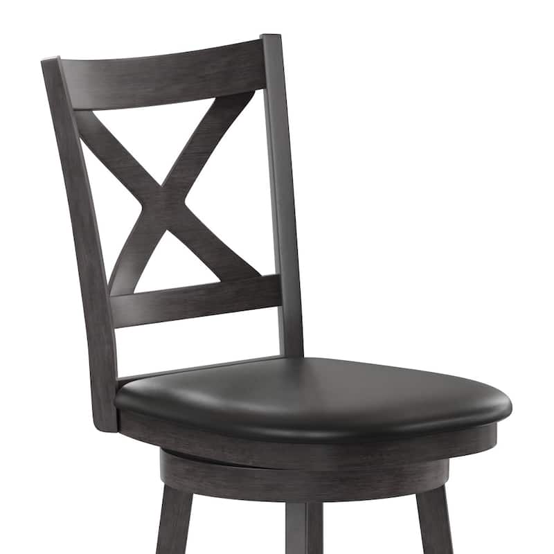 Modern Ladderback Wooden Upholstered Swivel Counter Height Stool
