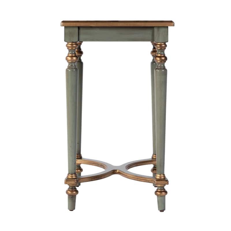 Tyler 18 in. W Rectangular Wood Side Table with 4-Way Match Veneer Inlay