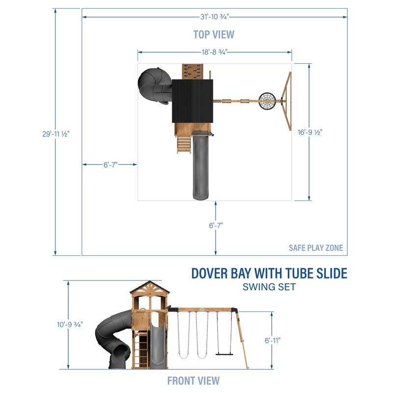 Backyard Discovery Dover Bay Spruce Swing Set, Tube Slide, Clubhouse