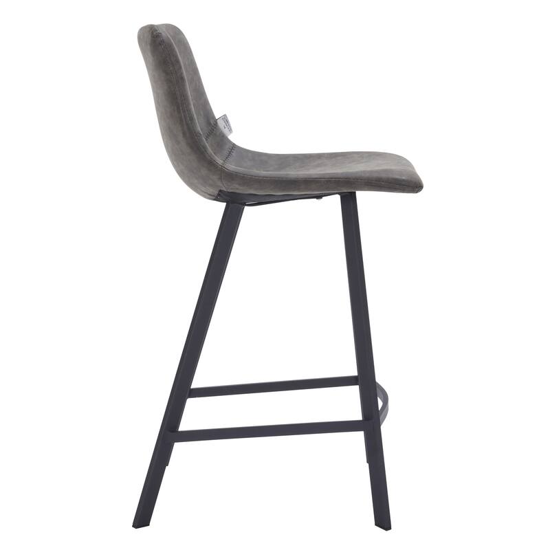 35-Inch Leather Counter Stool Padded Seat Stainless Steel Base and Footrest