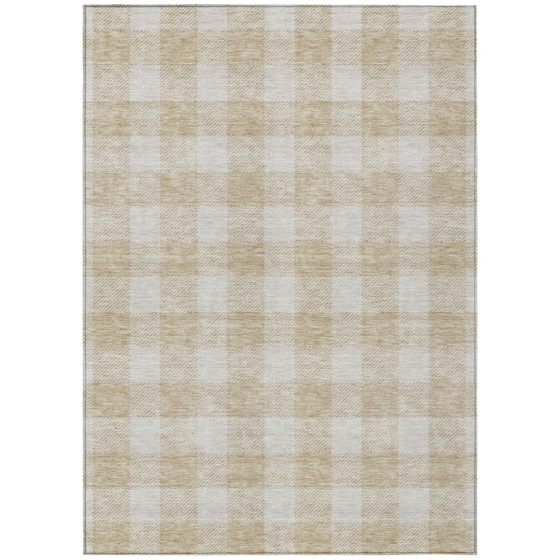 HomeRoots Plaid Transitional Rectangle Outdoor Rug
