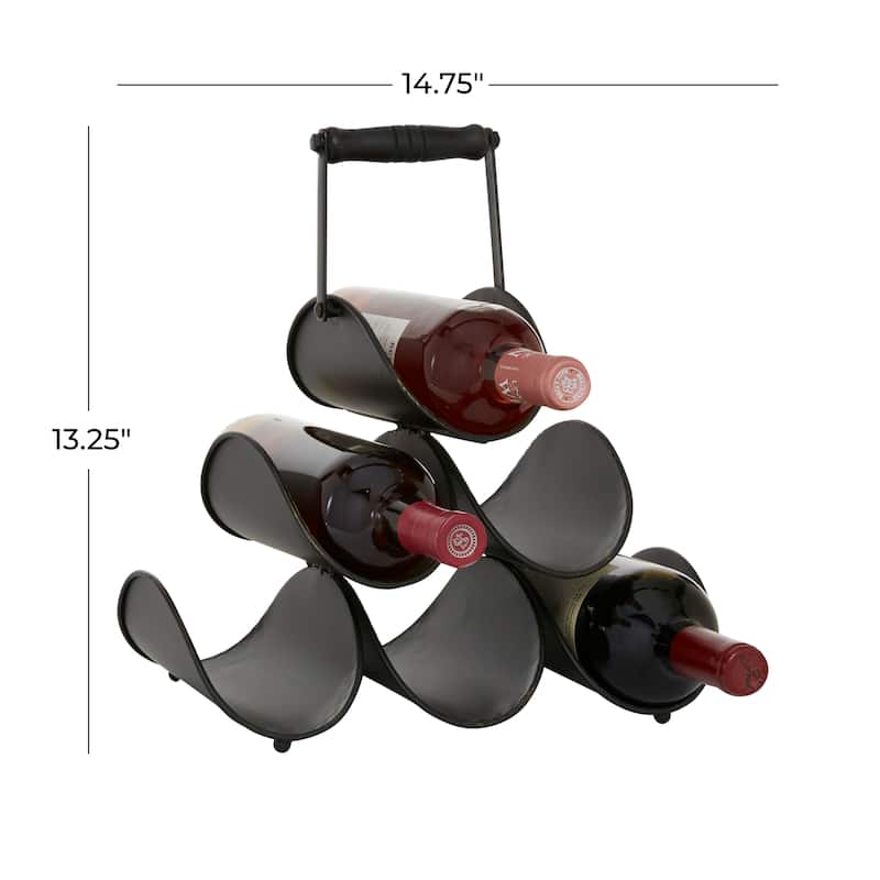 Metal 6 Bottle Wine Rack - Black - Roche River Decor - 14"W x 15"L x 13"H