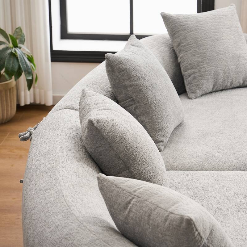 Curved Loveseat White Full Compression Sponge Sofa