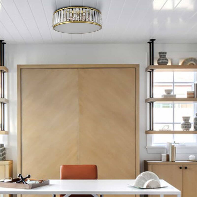 La Palma Modern Gold Crystal Flush Mount Ceiling Light Fixture - Brass
