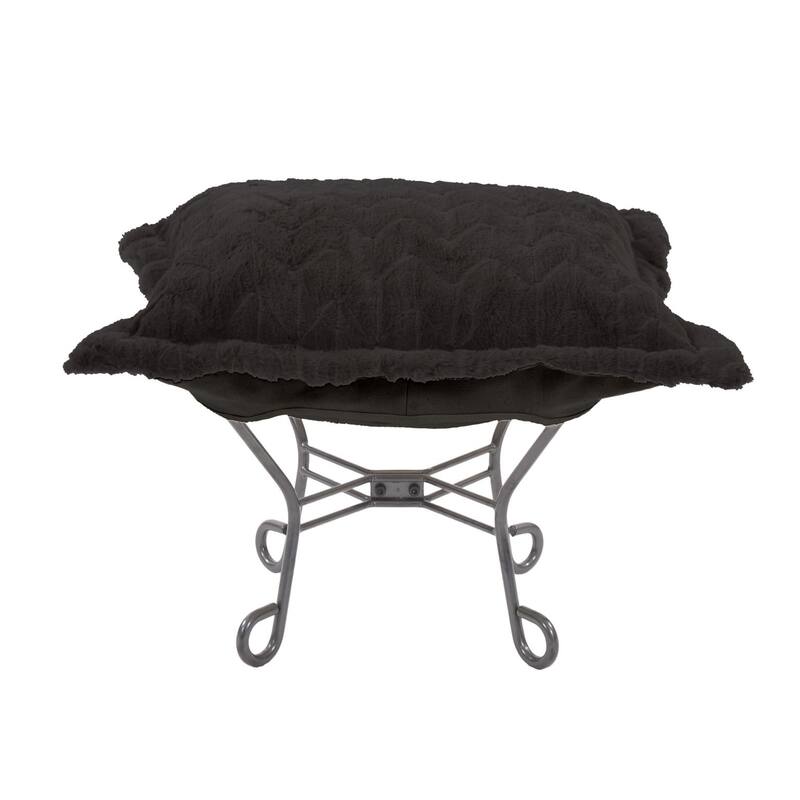 Allan Andrews Scroll Puff Ottoman with Titanium Frame & Cover, Angora Collection