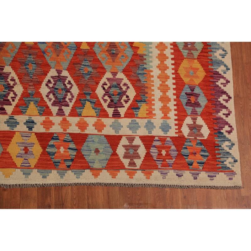 South Western Style Kilim Oriental Large Rug Hand-Woven Wool Carpet - 10'4"x 16'3"