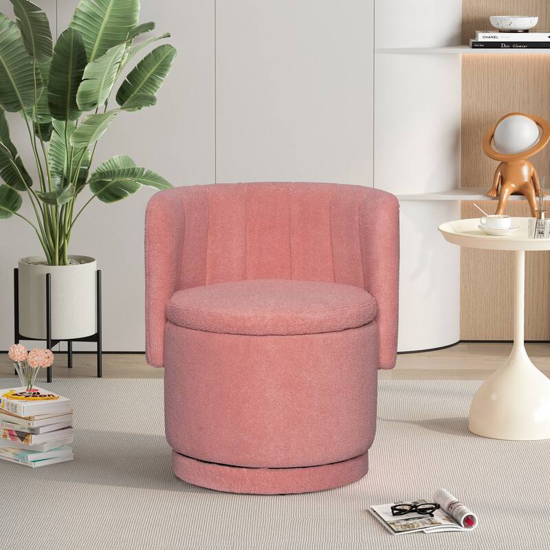 Boucle Fabric Swivel Accent Chair wStorage Space,for Living Room,Gray