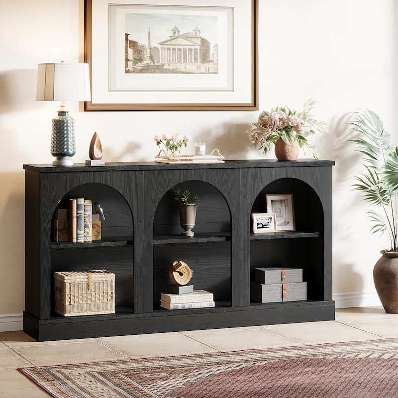 63-Inch Farmhouse Console Table with 3 Tier Storage