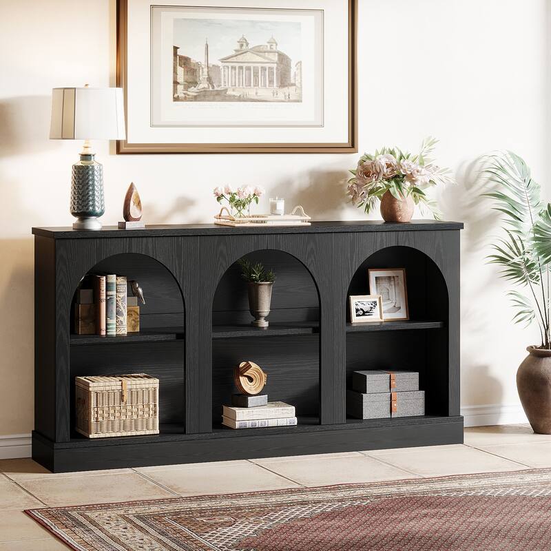 Farmhouse Console Table, 63'' Long Entryway Table with 3 Tier Storage