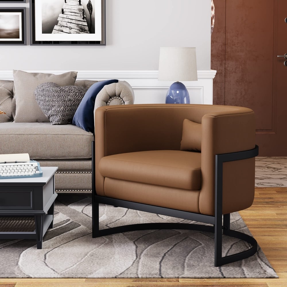 Accent Chair, Velvet Barrel Chair Modern Arm Chair for Living Room