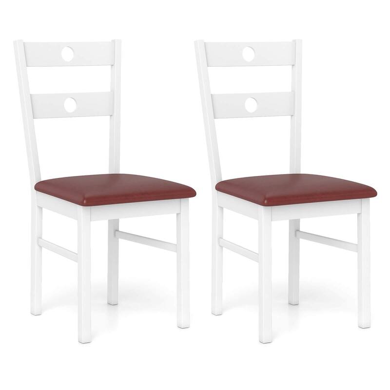 Costway Wood Dining Chairs Set of 2/4 with Rubber Wood Frame, Padded - See Details - White-2 PCS - Set of 2