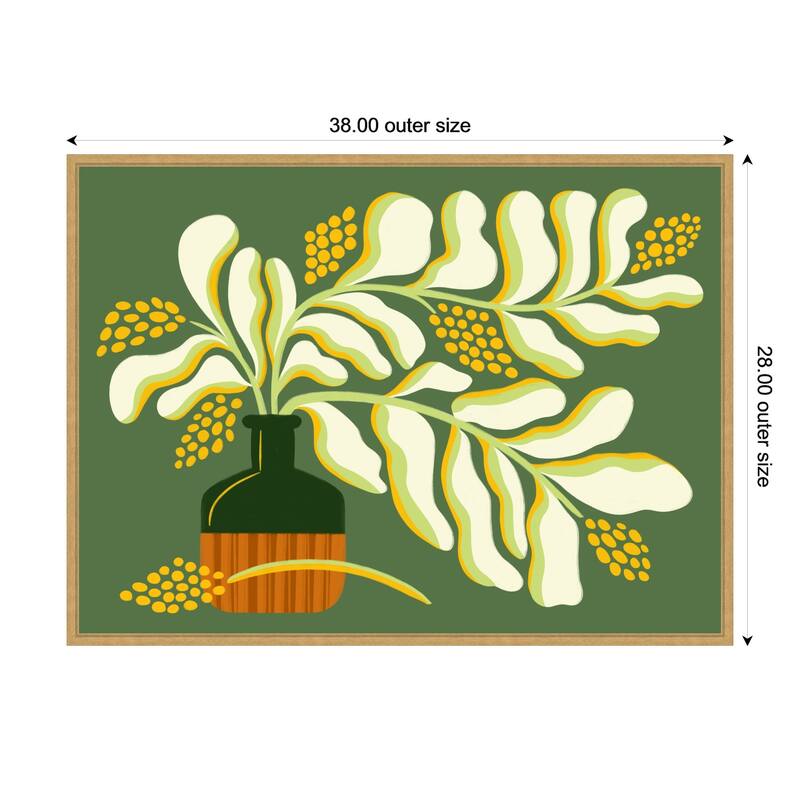 Hawaiian Ginger Blossoms by Kristian Gallagher Framed Canvas Wall Art Print - Plastic - 38 x 28 in - Gold