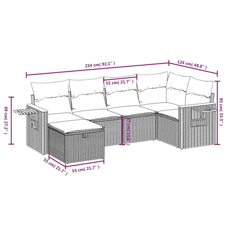 vidaXL Patio Sofa Set with Cushions Outdoor Conversation Furniture Poly Rattan