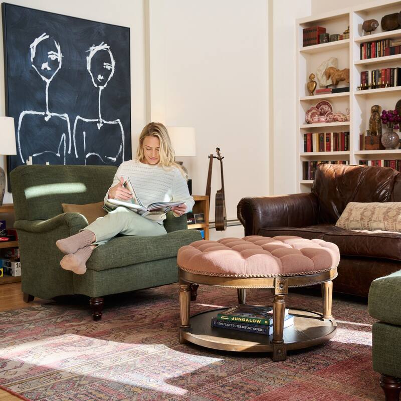 Maven Lane Mesa Round Upholstered Coffee Table