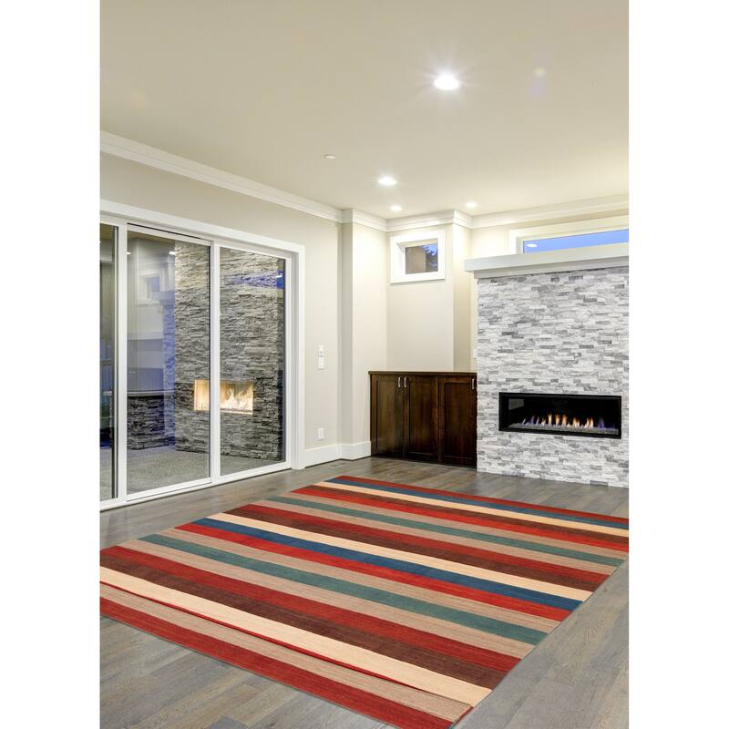 ECARPETGALLERY Flat-Weave Boho Multi Color Wool Kilim - 9'7 x 13'1