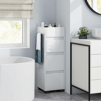 Square Bathroom Floor Cabinet Freestanding Storage Cabinet w/ Drawers
