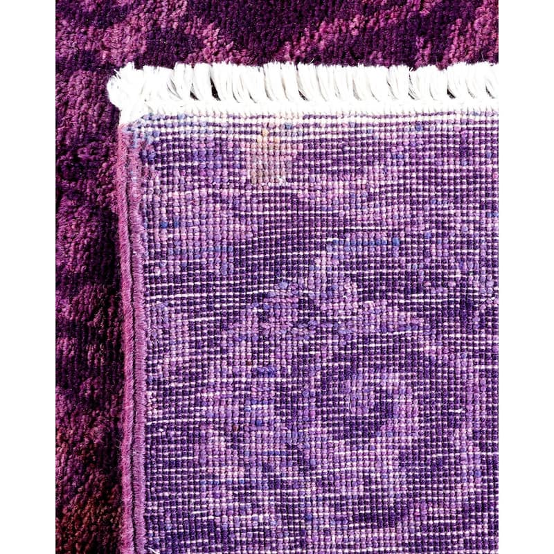 Overton Hand Knotted Wool Vintage Inspired Modern Contemporary Overdyed Purple Area Rug - 6' 0" x 8' 9"