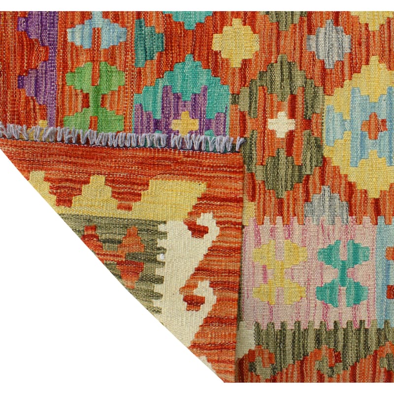 Flatweave Melda Red/Turquoise Rug - 3'2" x 4'10"