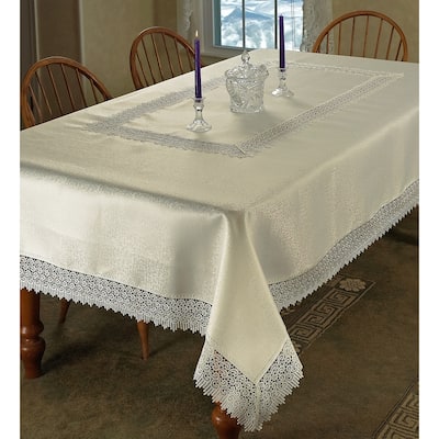 Violet Linen Treasure Lace Pattern Tablecloth