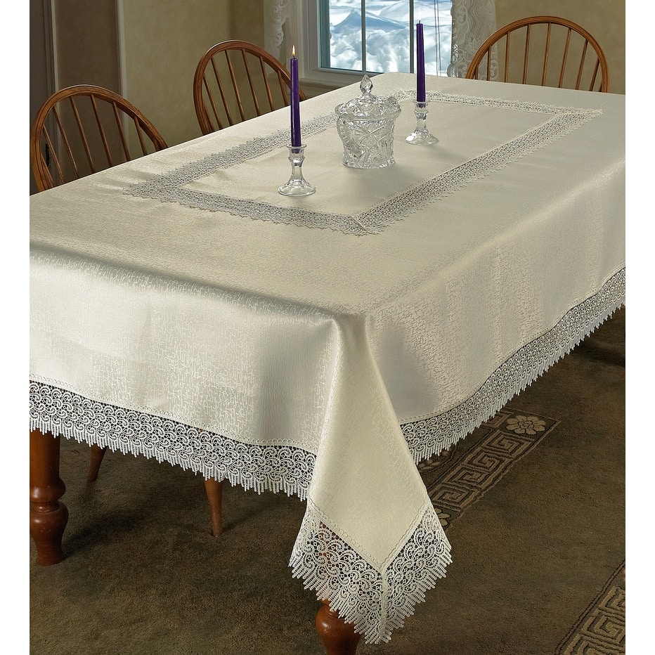 Violet Linen Treasure Lace Pattern Tablecloth