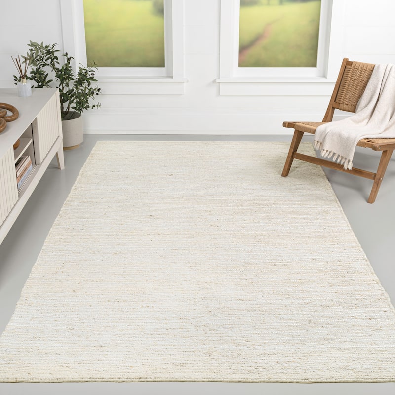 JONATHAN Y Griffin Rustic Farmhouse Woven Jute Solid Area Rug - Bleach - 5 X 8